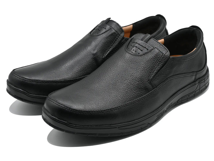 Leather- Men Black-4201 Eckofit Men Moccasins