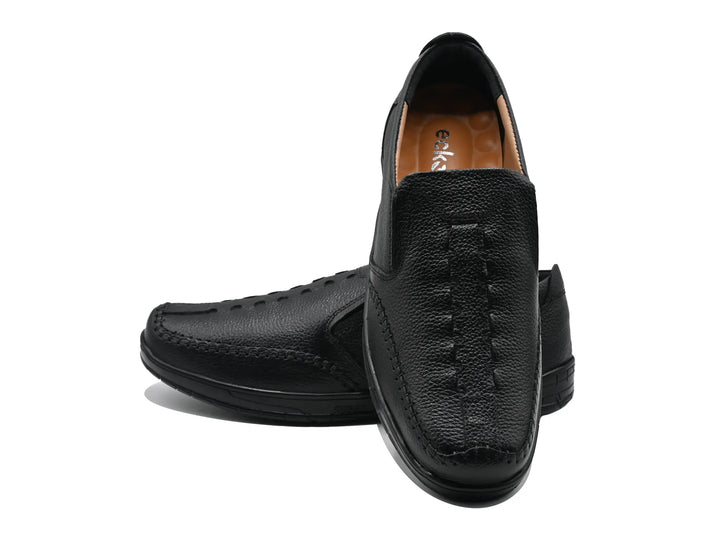 Leather- Men Black-4301 Eckofit Men Moccasins