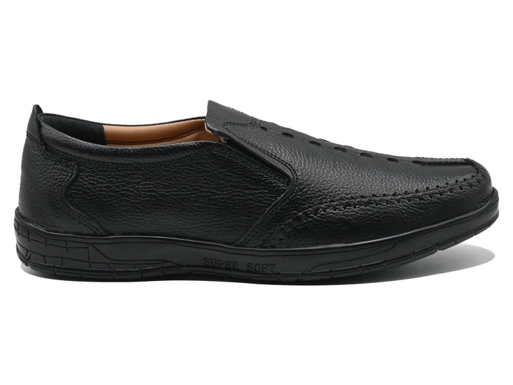 Leather- Men Black-4301 Eckofit Men Moccasins