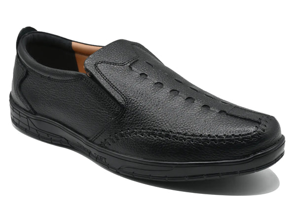 Leather- Men Black-4301 Eckofit Men Moccasins