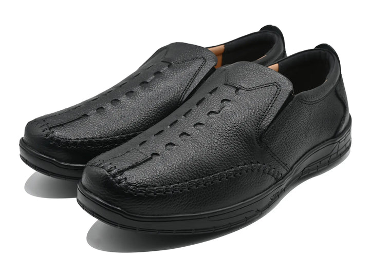 Leather- Men Black-4301 Eckofit Men Moccasins