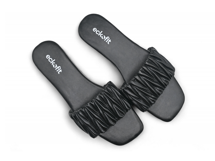 Black women's slippers pair (top)