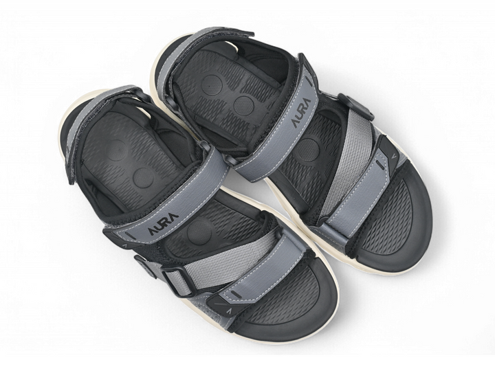 Casual grey sandals pair (top)