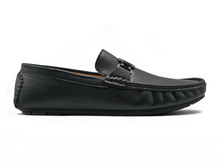 Classic black men's loafers (side)