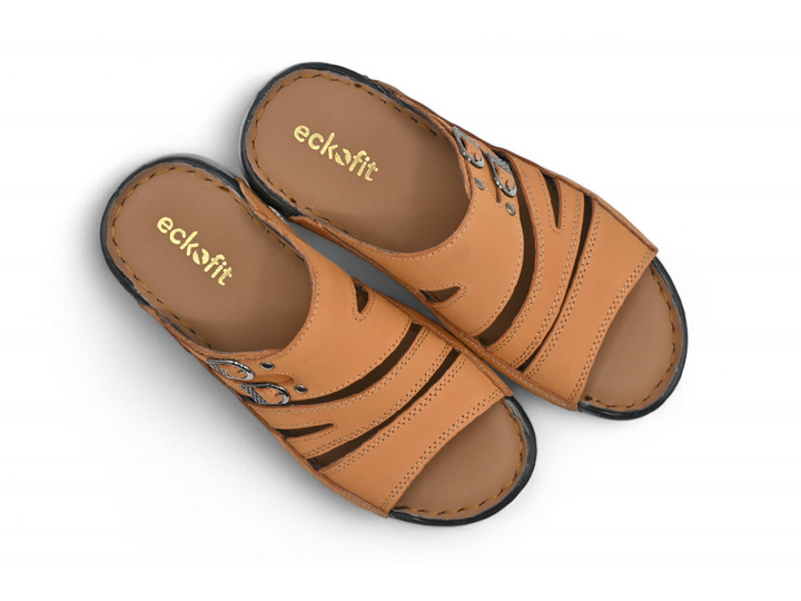 Eckofit Men Mustard Slippers pair top