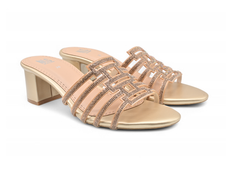 Fancy golden slippers for women pair