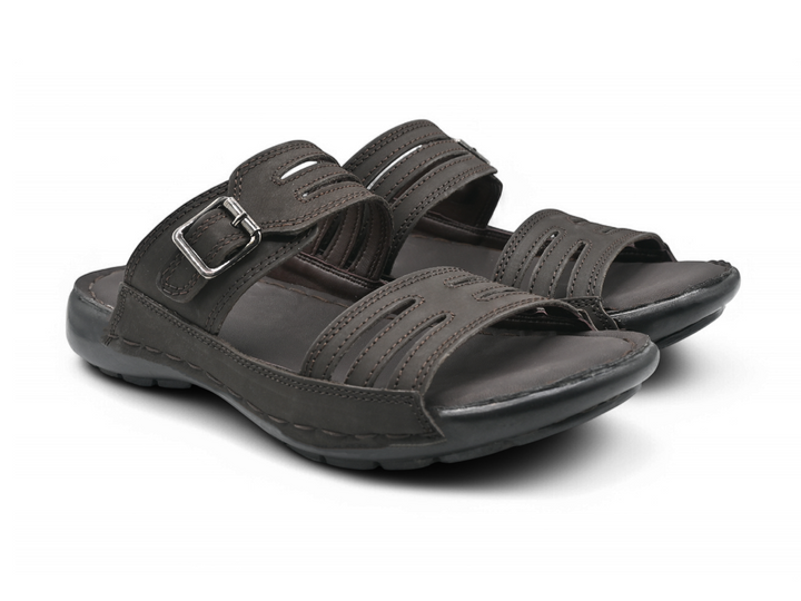 Lightweight espresso men's slippers pair