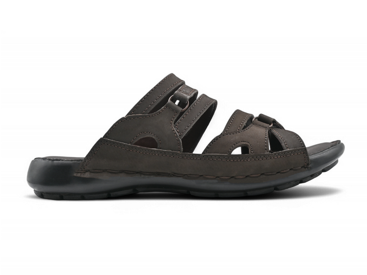 Lightweight espresso men's slippers (side)