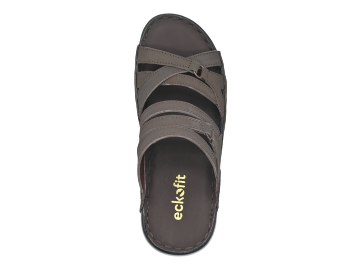 Lightweight espresso men's slippers (top)
