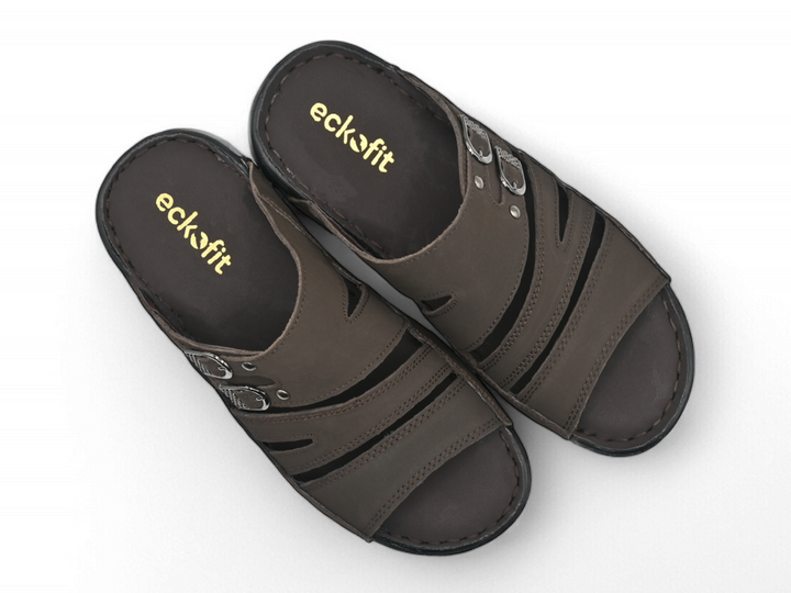 Men Espresso Casual Slippers pair top