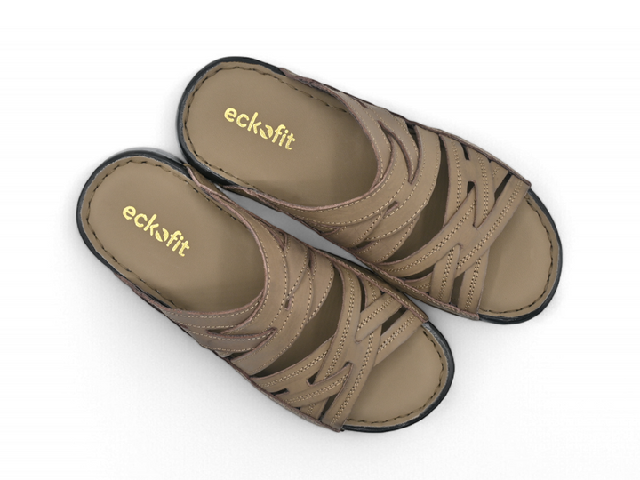 Men olive soft slippers pair (top)