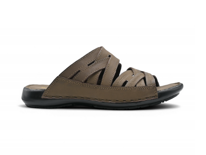 Men olive soft slippers (side)