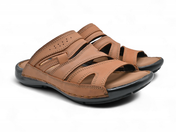Mustard colored slippers for men pair (side)