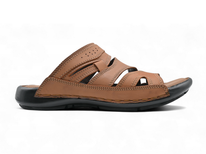 Mustard colored slippers for men (side)