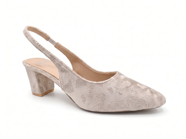 Siver textured suede court shoes for women