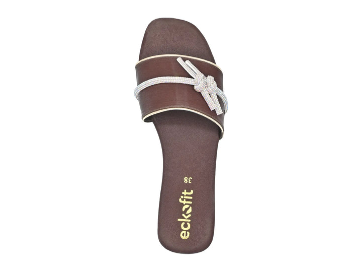 Soft Formal Ladies Slipper Brown upper view