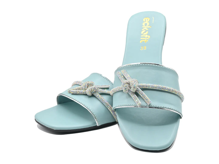 Soft Formal Ladies Slipper Light Blue cross over view