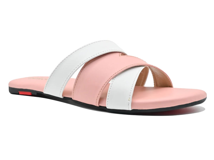 Soft Ladies Slipper Light Pink and White view