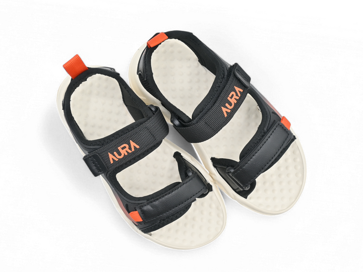 Soft black sandals for kids pair (top)