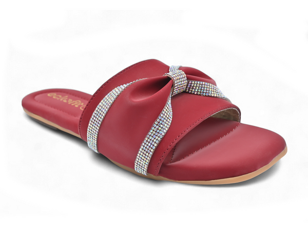 casual brilliant red slippers for women