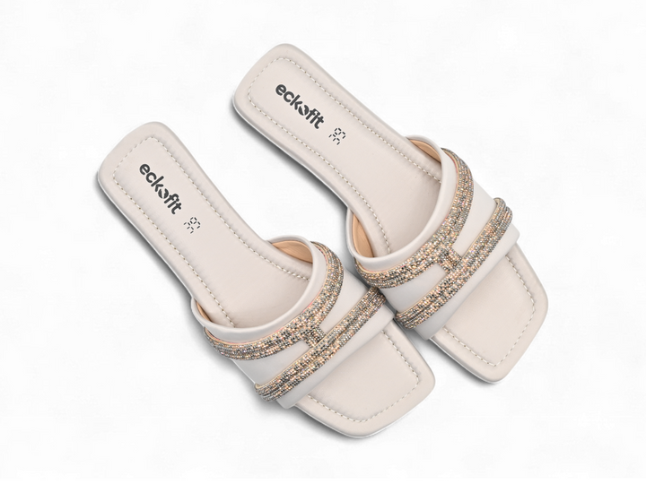 casual cream slippers for women pair (top)