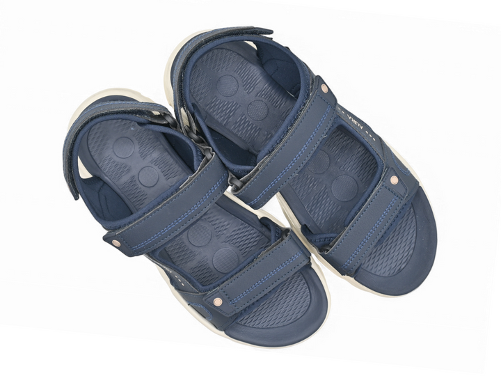 casual navy sandals pair (top)