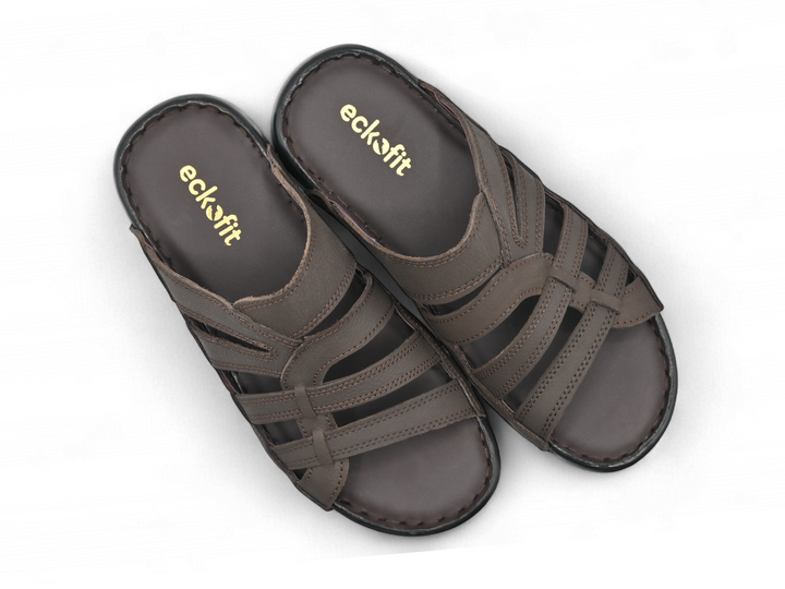 eckofit brown slippers for men pairs (top)