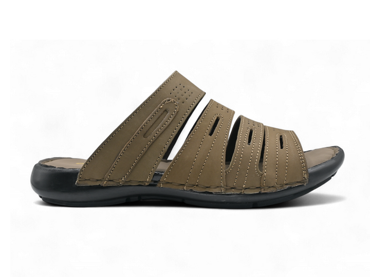 light olive slippers for men (side)